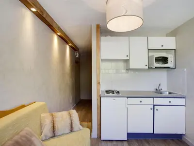 Cuisine ou kitchenette dans l'établissement Studio Palafour - Le Lac-3 by Interhome