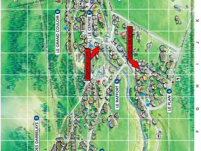 Plan de l'établissement Appartement 2 pièces avec parking, balcon à Pralognan - FR-1-464-157