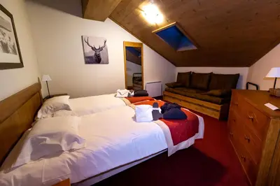 Un ou plusieurs lits dans un hébergement de l'établissement Bel Appartement spacieux 65m2 Les Arcs 1950