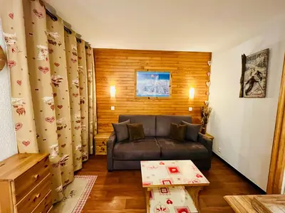 Coin salon dans l'établissement Studio cosy à Mâcot-la-Plagne 24 m² avec vue montagne