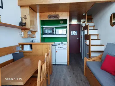 Cuisine ou kitchenette dans l'établissement Studio confortable 5 pers avec mezzanine, accès Wifi, Les Arcs 1800 - FR-1-411-639