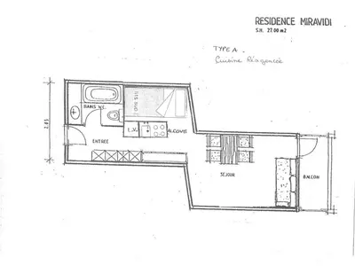 Plan de l'établissement Studio rénové pour 4 pers, balcon sud-ouest, Arc 1800 - FR-1-411-632