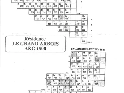 Plan de l'établissement Studio 4 personnes Arc 1800, animaux admis, proche pistes - FR-1-411-627
