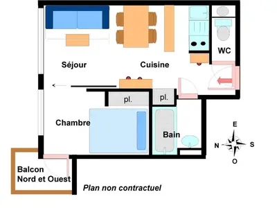 Plan de l'établissement Appartement 4 pers au pied des pistes avec balcon - Résidence Le Pied des Pistes à Val-Cenis - FR-1-508-167