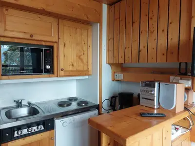 Cuisine ou kitchenette dans l'établissement Duplex 2 pièces, 5 pers, à Arc 1800, animaux admis - FR-1-411-52