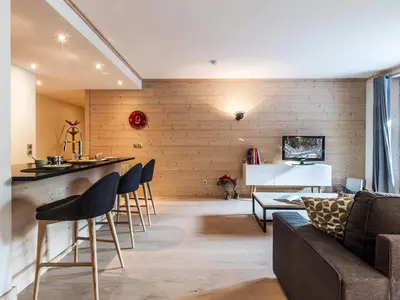 Coin salon dans l'établissement Appartement au centre avec balcon et parking, 6 pers., Val-d'Isère - FR-1-519-5