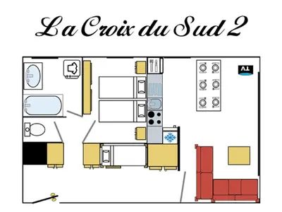 Plan de l'établissement Appartement au centre, près des pistes, avec WIFI, jusqu'à 6 personnes - FR-1-519-11