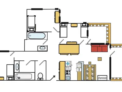 Plan de l'établissement Appartement spacieux pour 7 pers., centre-ville, proche pistes, avec WIFI - FR-1-519-13