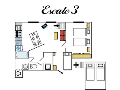 Plan de l'établissement Superbe appartement au centre, proche pistes & commerces, 6 pers, WIFI - FR-1-519-21