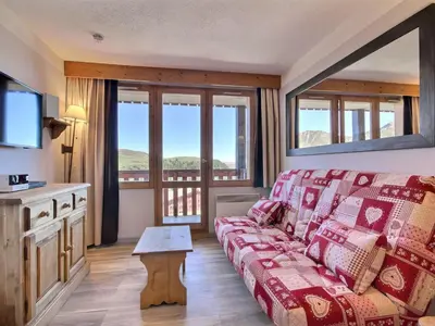 Coin salon dans l'établissement Studio cabine 4 pers, balcon, proche pistes - FR-1-455-163