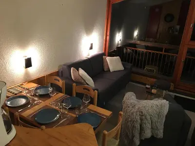 Coin salon dans l'établissement Appartement Arcs 2000