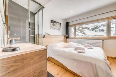 Un ou plusieurs lits dans un hébergement de l'établissement Résidence MoutiÈres B - Appartement duplex rénové 4, confortable MAE-3382