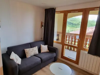 Coin salon dans l'établissement Belle Plagne appartement pour 5 personnes