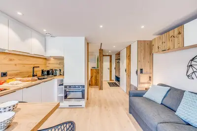 Cuisine ou kitchenette dans l'établissement Résidence Palafour - Studio chaleureux, terrasse vue lac MAE-3398