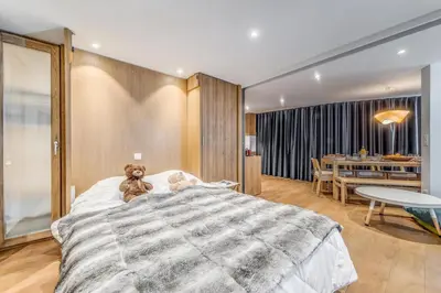 Un ou plusieurs lits dans un hébergement de l'établissement Résidence Palafour - Appartement 3 - vue lac - 80m2 - 8 personnes MAE-3419