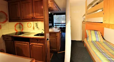 Cuisine ou kitchenette dans l'établissement Résidence Palafour - Grand studio 4 - confortable - balcon - vue lac MAE-3737