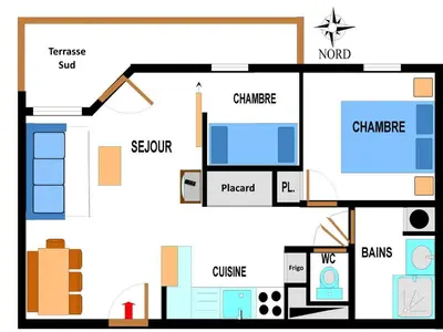 Plan de l'établissement Appartement spacieux 6 pers au pied des pistes avec terrasse et Wi-Fi, parking inclus - FR-1-508-223