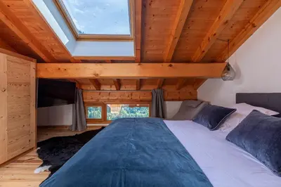 Un ou plusieurs lits dans un hébergement de l'établissement Chalet Solize - Terrasse avec superbe vue - Sauna