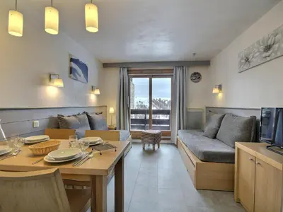 Coin salon dans l'établissement Appartement cosy 4/5 pers, proche des pistes - FR-1-455-172