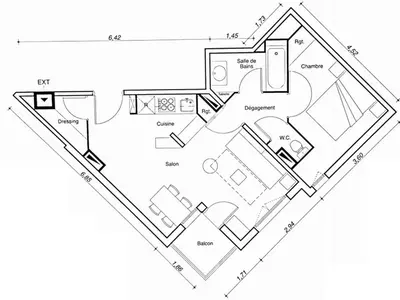Plan de l'établissement Appartement spacieux 2 pièces près des pistes, 4 pers. - FR-1-455-175