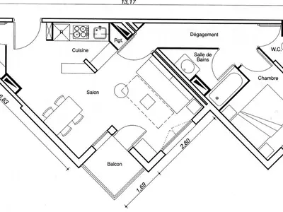 Plan de l'établissement Spacieux 2 pièces à Belle Plagne, 4 pers, balcon, proche pistes - FR-1-455-176