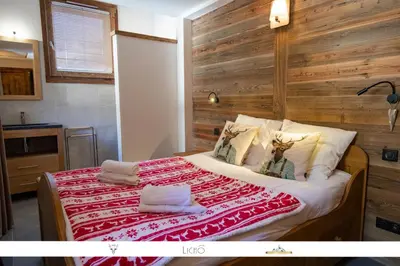 Un ou plusieurs lits dans un hébergement de l'établissement MARMOTTE 201 - Bel appartement mansardé, aux pieds des pistes