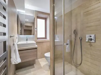 Salle de bains dans l'établissement Duplex rénové avec parking, proche centre et remontées, navette et bus à deux pas - FR-1-567-41