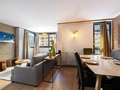 Coin salon dans l'établissement Duplex moderne à 100m des pistes, WIFI, casier à skis - FR-1-567-66