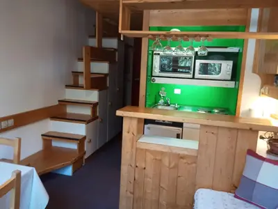 Cuisine ou kitchenette dans l'établissement Duplex skis aux pieds pour 5 pers, animaux admis, Les Arcs 1800 - FR-1-411-676