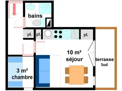 Plan de l'établissement Appartement pour 4 personnes à Val Cenis Lanslevillard, proche remontées mécaniques et commerces - FR-1-508-231