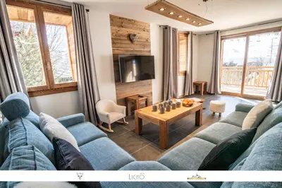 Coin salon dans l'établissement MARMOTTE 102 - Beau T4 pour 10, aux pieds des pistes