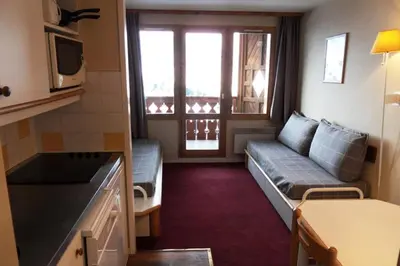 Coin salon dans l'établissement Résidence Themis - Appartement fonctionnel · Accès direct aux pistes · Vue pistes MAE-3694