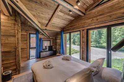 Un ou plusieurs lits dans un hébergement de l'établissement Chalet Monts by Les Etincelles