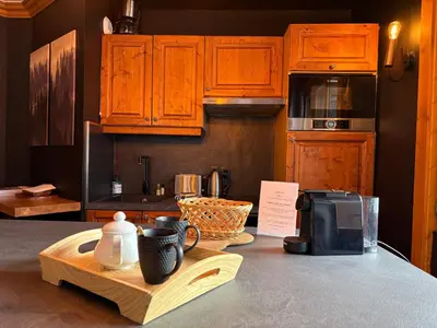 Cuisine ou kitchenette dans l'établissement Appartement de Standing - ARC 1950 - 6 personnes - départ et retour à skis