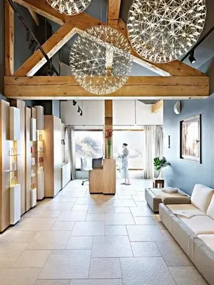 Coin salon dans l'établissement Chalet Mont Blanc - Arc 1950 - Ski-in Ski-out, 2 bed duplex, sleeps 8