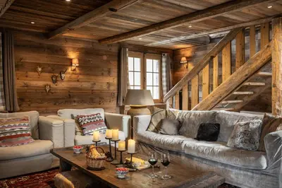 Coin salon dans l'établissement Chalet Ruitor, chalet 500 m2 luxueux de caractère