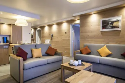 Coin salon dans l'établissement Les Balcons Platinium Val Cenis
