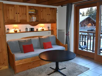 Coin salon dans l'établissement Studio/mezzanine confortable près de la patinoire - FR-1-464-192