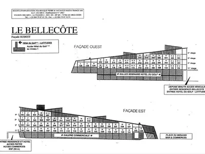 Plan de l'établissement Appartement 2 pièces pour 5 au centre d'Arc 1800, pied des pistes, animaux admis - FR-1-411-785
