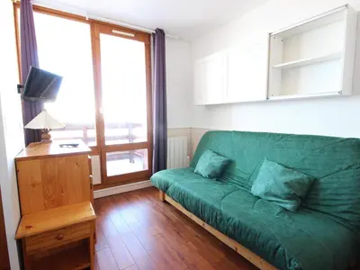 Coin salon dans l'établissement Appartement 2 pièces, Animaux admis, Vallandry, 5 personnes - FR-1-411-793