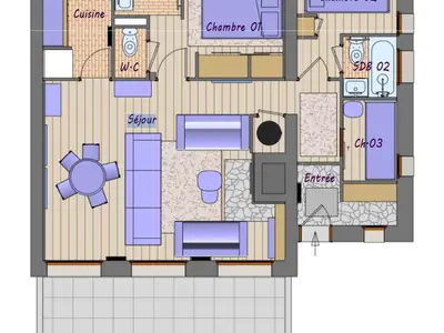 Plan de l'établissement Appartement familial à Val-d'Isère - 5 personnes - WIFI - FR-1-519-33