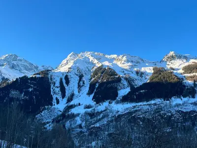 Vue générale sur la montagne ou vue sur la montagne depuis le chalet