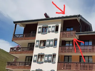 Balcon ou terrasse dans l'établissement Tignes rond point des pistes vue panoramique au soleil