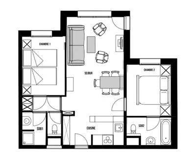 Plan de l'établissement Résidence Les Arcs 1950 Le Village - maeva Home - Appartement 3 Pièces 6 Personnes - Sélection MAE-2357