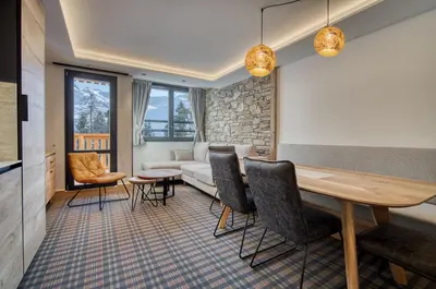 Coin salon dans l'établissement Chalet Hôtel Turquoise