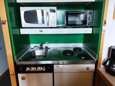 Cuisine ou kitchenette dans l'établissement Résidence Vogel - Agréable duplex 6 personnes avec une très belle vue sur la vallée dans le village de Charmettoger à Arc 1800 MAE-1693