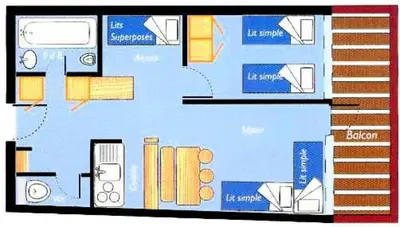 Plan de l'établissement Résidence Nova - Appartement 2 pièces 4 personnes proche des pistes, des commerces, de la garderie et de l'ESF au centre de la station d’Arc 1800 MAE-2038
