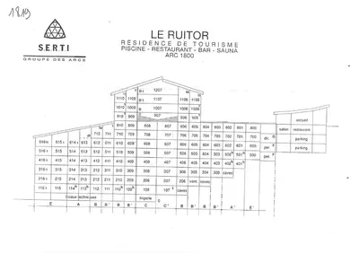 Plan de l'établissement Résidence Ruitor Arc 1800 - Appartement 3 pièces pour 6 personnes dans une résidence calme, proche du télécabine dans le village de Charmettoger à Arc 1800 MAE-1711