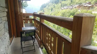 Balcon ou terrasse dans l'établissement Appartement avec vue panoramique à Champagny - La Joubarbe