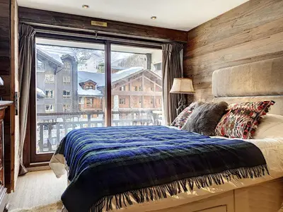 Un ou plusieurs lits dans un hébergement de l'établissement Appartement Centre Val-d'Isère pour 6 pers, Balcon Ensoleillé - FR-1-518-87